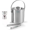 finality Double Walled Stainless Steel Insulated Ice Bucket with Lid | Ice Tong and Peg Measure [1 Liter] Keeps Ice Cold for Long hrs. | Great bar Tools for Home bar Accessories, Mini bar, Wine