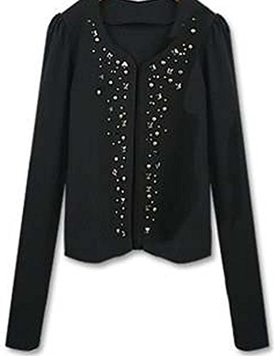 ELFIN Lady Women's Rivet Shrug Short Blazer(Black/Large)