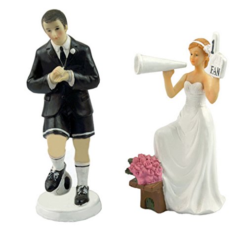 ACME Tortenfigur Tischdeko für die Hochzeitstorte Brautpaar mit Fußball,11*8*15cm (L*B*H)