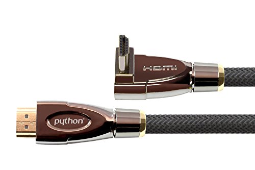 Python Series High-Speed-HDMI Anschlusskabel mit Ethernet - 4K2K / UHD / Ultra HD / Full HD - einseitig gewinkelt - OFC, 3D-Unterstützung, Dreifachschirmung, Nylongeflecht, schwarz, 2 m