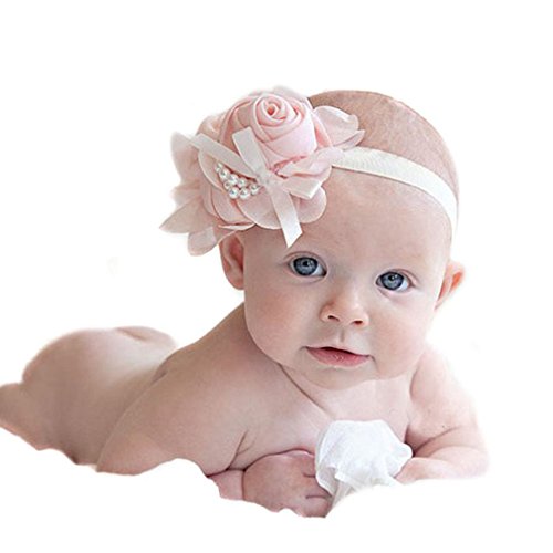 Ukamshop 1PC Super Cute Rhinestone Unusual Angel Girls Baby Pearl Flowers Hairband Headbands For Baby (Pink)