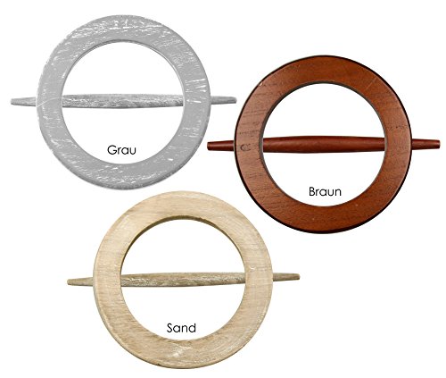 Raffhalter Gardinenspange aus Holz, rund mit separatem Stift, Farbe wählbar (Grau) - 3