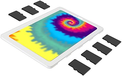 DiMeCard micro8 microSD Memory Card Holder WHITE TIE-DYE (Ultra thin credit card size case, writable label)