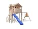 Produktbild ISIDOR Domizilio Spielturm mit Schaukelanbau, inkl. Sicherheitstreppe, XXL Rutsche, Balkon und Nestschaukel auf bis zu 2,00m Podesthöhe (Blau)
