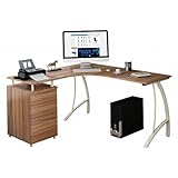 Die großzügige Arbeitsfläche dieses L-förmigen Computertisch ermöglicht Ihnen die Platzierung ihres LCD-Monitors an einer beliebigen Stelle, so dass Sie einen deutlich ergonomischeren Arbeitsplatz erhalten - wobei Sie entscheiden, auf welche Seite der Container kommt, denn der Schreibtisch ist seitenverkehrt aufbaubar.