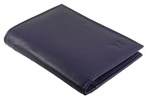 Slimline Soft Leather Credit Card Wallet/Travel/Holder with Twin ID Windows (Purple)