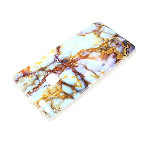 Huawei P10 Lite Hülle Silikon, Rosa Schleife Schutzhülle für>Huawei P10 Lite< Ultra Dünn Slim Case Flexible Soft Weich TPU Silicone Backcover Bumper Schale Handyhülle mit Bunte Marmor Muster , Gold Marmor - 4