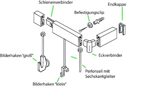 10 Perlonseile mit Sechskantgleiter 1,5 m Länge - 3