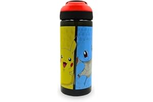 Xpressions HOX Pokémon Drinks Bottle Reusable BPA-free Plastic Water Bottle with Carry Loop Removable straw & spills Proof for fan & Collector Pokémon licensed Merchandise 600ML