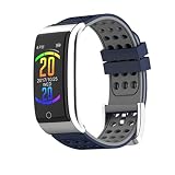 Farbdisplay Smart Armband ECG Herzfrequenz Blutdrucküberwachung Bewegungsschritt Wasserdichte Smart Watch (Color : Blue, Größe : 23cm)