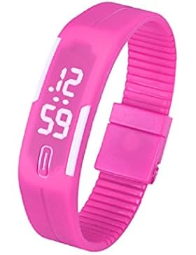 Kolylong® Mens Womens Rubber LED-Armbanduhr, seit Sport, Armband, Digitale Hot Pink