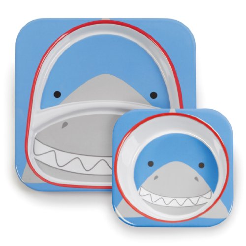 Skip Hop Zoo Melamine Plate and Bowl Set, Shark
