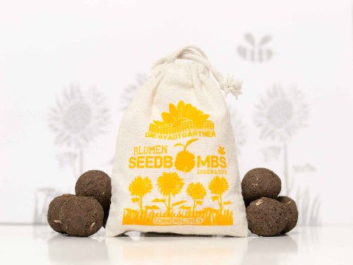 Seedbombs "Sonnenblume", 10 walnussgroße, handgemachte Samenbomben