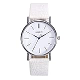 EARS Damenuhr Modeglas gespiegelt Lederband Uhr Armbanduhr Damen Uhr Edelstahl Milanaise-Armband Analog Quarz Damenuhr Mädchen Wasserdicht echtes Marmor Zifferblatt Glitzer Strass (weiß)