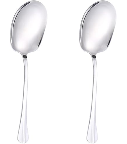 Set 8 Cucchiai Da Portata In Acciaio Inox - 4 Lisci E 4 Scanalati, 20.5 Cm, Finish Oro - Foto 6