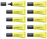 Revolucionaria forma de tubo Marcador fluorescente STABILO NEON - Cuerpo semiblando - Caja con 10 unidades - Color amarillo