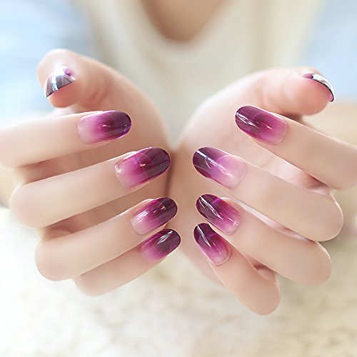 Wedding Bride Graduate Color Artificial Gradiente False Nail Art Tips Makeup 24pcs