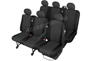 Accesorionline Fundas de Asiento 6plazas a Medida para Renault Trafic III Desde 2015 Máxima Calidad