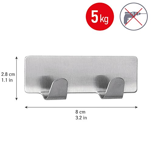 Tatkraft Tva Stark Hakenleiste Edelstahl Selbstklebend 2 Klebehaken - 3