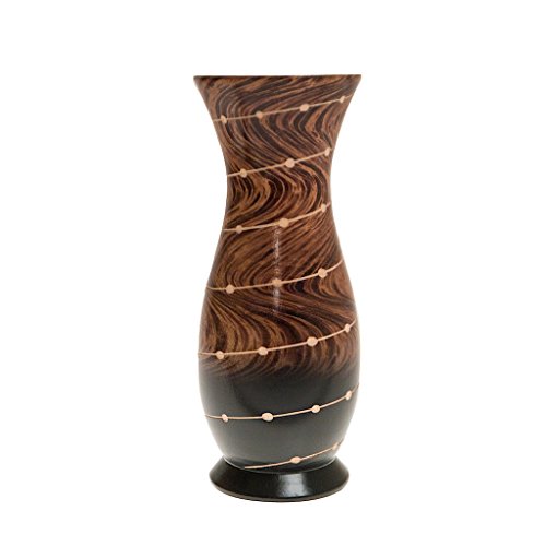 Vase, Holzvase, Höhe 30,5 cm, Designvase, Deko, Dekoration, Dekovase, Holz, Braun, geflammt - 2