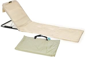 COSEDACASA Spiaggina mare Lettino Stuoia da spiaggia con schienale regolabile per campeggio con pratica sacca da facile trasporto-beige