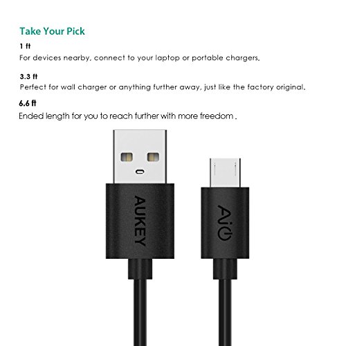 AUKEY Cable Micro USB CB-D5 Cable USB a Micro USB para los Dispositivos Android Negro 5 Unidades 2m x 1 1m x 2 0 3m x 2 reviews AUKEY Cable Micro USB CB-D5 Cable USB a Micro USB para los Dispositivos Android Negro 5 Unidades 2m x 1 1m x 2 0 3m x 2