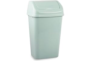 Acan Tradineur - Papelera de plástico con Tapa basculante, Cubo de Basura Ligero y Resistente, baño, Cocina, Oficina, hogar, Fabricada en España (9 litros, 39 x 24 x 18,7 cm, Color Pastel Aleatorio)