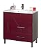 Produktbild Kesper Badmöbel 3577910303802000 Waschplatz Siena, 1 Tür, 2 Auszüge, Becken Mineralguss, 87,5 x 80 x 46,5 cm, alu / rot
