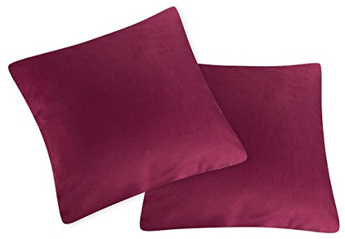 2er Pack Microfaser Kissenbezug Kissenhülle Dekokissen (40×40, BEERE) - 2
