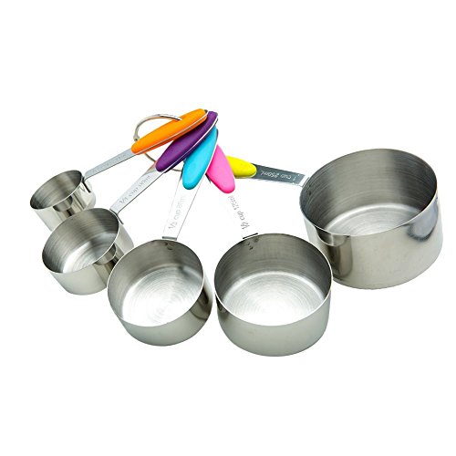 Idvor Messbecher und Löffel 10 Stück Stapelbarer Edelstahl-Set mit Silikon-Griff zur Messung von trockenen und flüssigen Zutaten für Küchenhandwerk Kochen Backen (gemischt) - 2