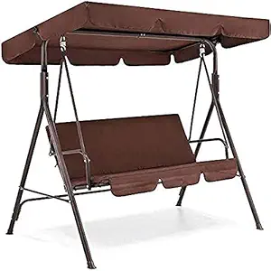 Authentic International Swing 3 Seater Swing Chair Hammock Swing with Stand Brown