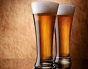 SYANKA Premium Pilsner Beer Glasses Set of 2, Transparent, 310ml, Long Drinking Glasses for Beer, Cocktails, Mocktails and Wine