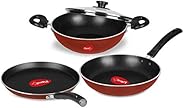 Pigeon by Stovekraft Basics Induction Base Non-Stick Aluminium Cookware Set, Terracotta Brown