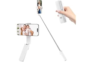 Cloudvalley Mini Palo Selfie para Móvil, Soporte Extensible, Multifuncional Portátil de Bolsillo con Control Remoto para iPhone y Teléfonos Android, Compatible para Vlog de Video, Blanco