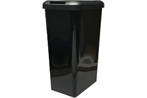 45L RECTANGLE KITCHEN BIN 45 Litre Touch Top Kitchen Bin Rubbish Paper Waste Can Dustbin Rectangle Plastic (Black)