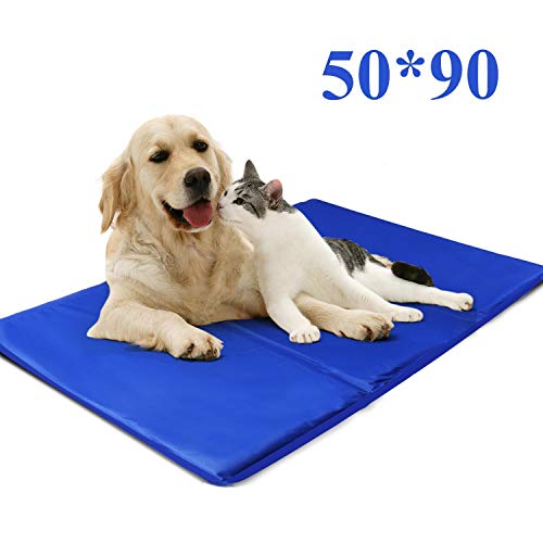 Nobleza  Alfombrilla refrescante para Mascotas Grandes. Auto refrigerante No tóxico. Ideal para para Perros, Gatos en Verano. 90 * 50 cm, Color Azul