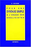 Image de Pour une syntaxe simple à l'usage des anglicistes