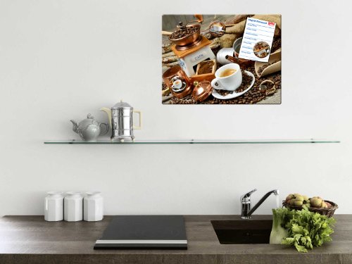 Magnettafel Kaffee Mühle – Stilvolle Design Metall Magnetpinnwand 40×30 cm – Memoboard Pinnwand mit Motiv: Küche Essen & Trinken Kaffee Espresso Bar – inkl. 4 Magnete mit Kaffeemotiv für Magnetwand – Original GUMA Magneticum® - 4
