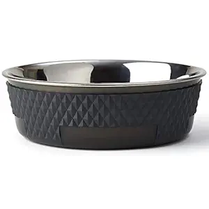 PetRageous 16020 Kona Stainless-Steel Non-Slip Dishwasher Safe Dog Bowl 6.5-Cup 8.5-Inch Diameter 2.75-Inch Tall for Large and Extra Large Dogs and Cats, 52-Ounce, Gray