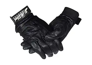 AL SHAD Genuine Leather with lining Winter And Riding Gloves for Bike Motorcycle Cycling Warm Gloves for Men. (BLACK MEDIUM SIZE ) )