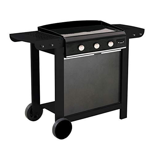 Cook'in Garden - Plancha au gaz en Fonte émaillée sur Chariot FINESTA 3-3 brûleurs 7,5kW