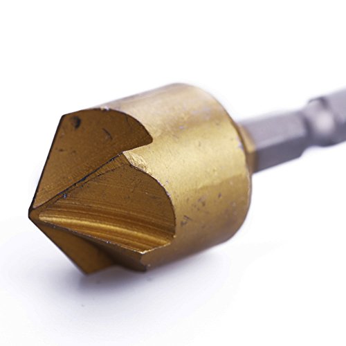 Raysen 6 Stk. 1/4 “ Sechskant Schaft HSS 5 Flöte Senkbohrer Set 90 Grad für Holz Schnellwechsel Bit 6mm-19mm - 7