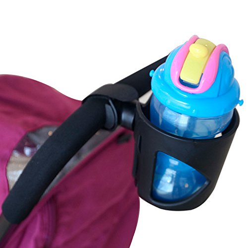 Preisvergleich Produktbild Zanasta Universal Getränkehalter mit Klettverschluss für Kinderwagen und Buggy Babyflaschen , Getränkeflaschen , Kaffetassen / schwarz