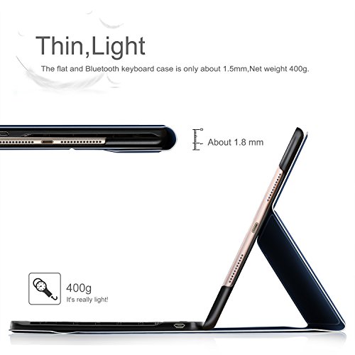 IVSO iPad Pro 10.5 QWERTZ Tastatur, Abnehmbare Wireless Bluetooth Tastatur Schutzhülle mit Standfunction Für Apple iPad Pro 10.5 Tablet, Blau - 6