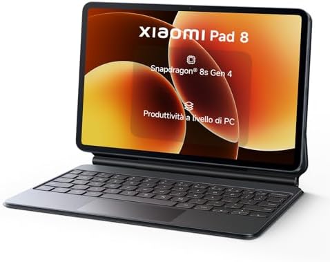 XIAOMI Pad 8 + Keyboard, Tablet 11,2'', 8+128 GB, Snapdragon® 8s Gen 4, Batteria 9200 mAh, HyperAI, Grigio, Garanzia 2 anni del produttore+1 anno extra, Caricatore non incluso