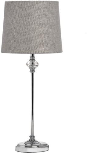 Contemporary Silver Chrome Bedside Buffet Table Lamp with Shade 49cm