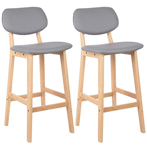 WOLTU Breakfast Kitchen Counter Chairs Bar Stools Set of 2 Wood