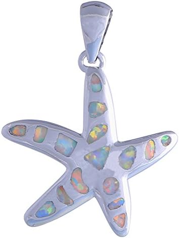 New Statement Jewelry sea star 925 sterling silver Fashion White Fire Opal pendant for women P217