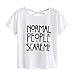 Produktbild Mallorma® Frauen Damen Buchstaben Druck T-Shirt Kurzarm Casual Tops Bluse Normal People Scare Me (XL, weiß)