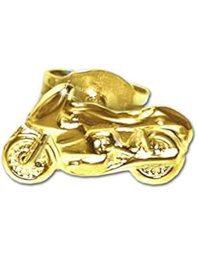 CLEVER SCHMUCK Goldener einzelner Single Ohrstecker Motorrad 9 x 5 mm nach links fahrend glänzend 333 GOLD 8 KARAT...